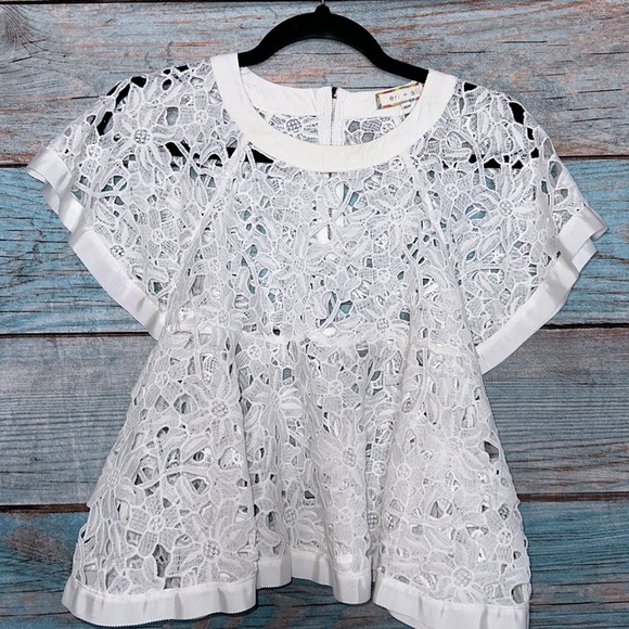 Anthropologie Eri and Ali White Lace Swing Top Size XSP - Picture 3 of 7